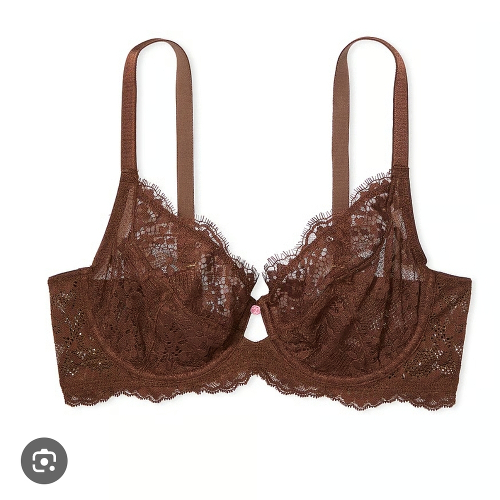 VICTORIAS SECRET Size 36DD Elegant Brown Lace Bra NEW.